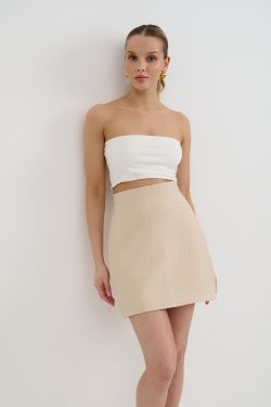 Юбка мини со стежкой бежевого цвета
