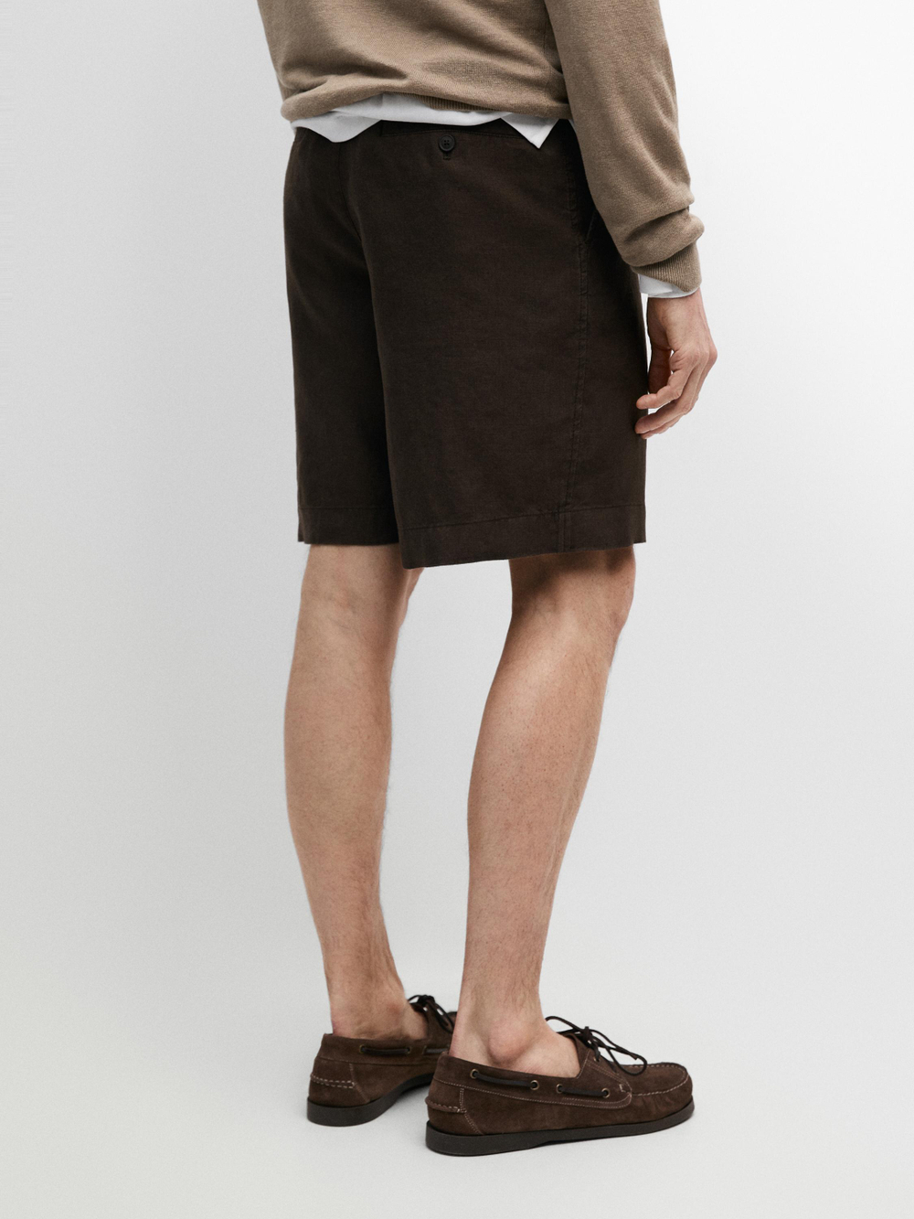 Massimo Dutti Длинные льняные бермуды, коричневый