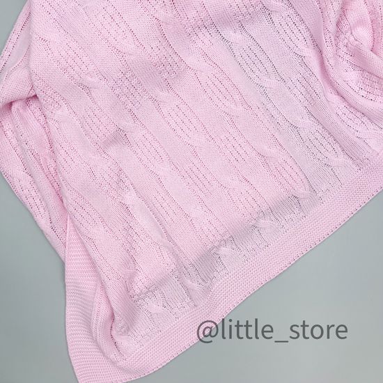 Плед вязаный Нежно-розовый, хлопковый; 90х100