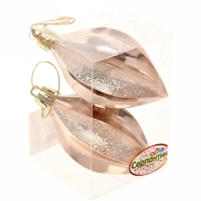 Ёлочные игрушки «Таинственное очарование» Капля 8 см (набор 2шт), шампань