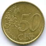 50 евроцентов 2002 год. Италия. Регулярный выпуск. Тип 1. Нордик XF