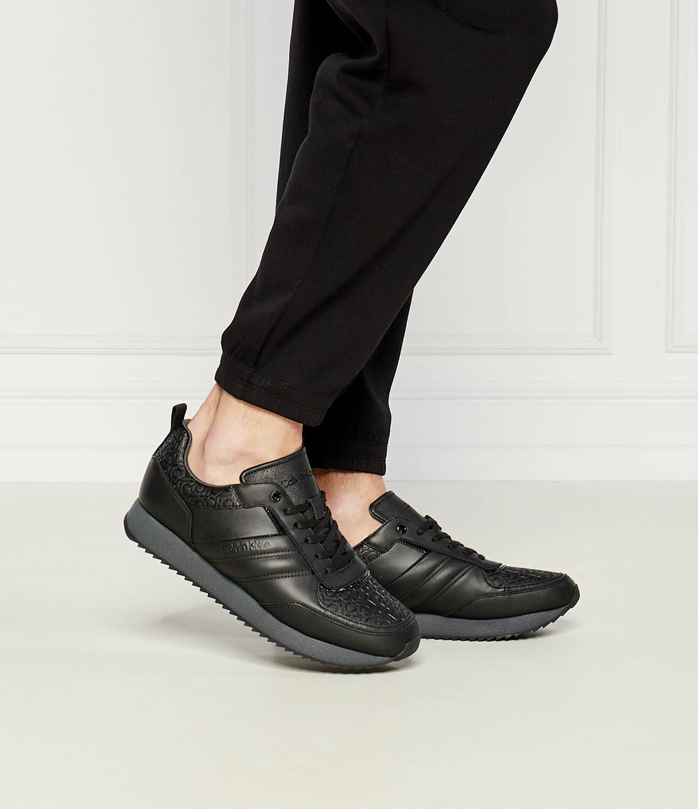 Кожаные кроссовки Calvin Klein - черный(HM0HM01499)