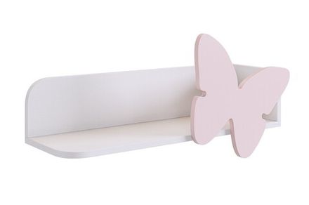 Полка навесная Бабочка "Зефир", (Белое дерево/пудра розовая (эмаль)) 735*248*308