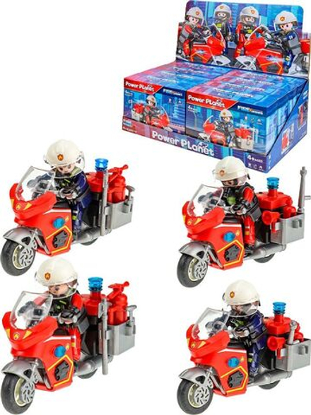 Мотоцикл 12см "Пожарный" с фигуркой, свет, 3 бат LR754 в к-те