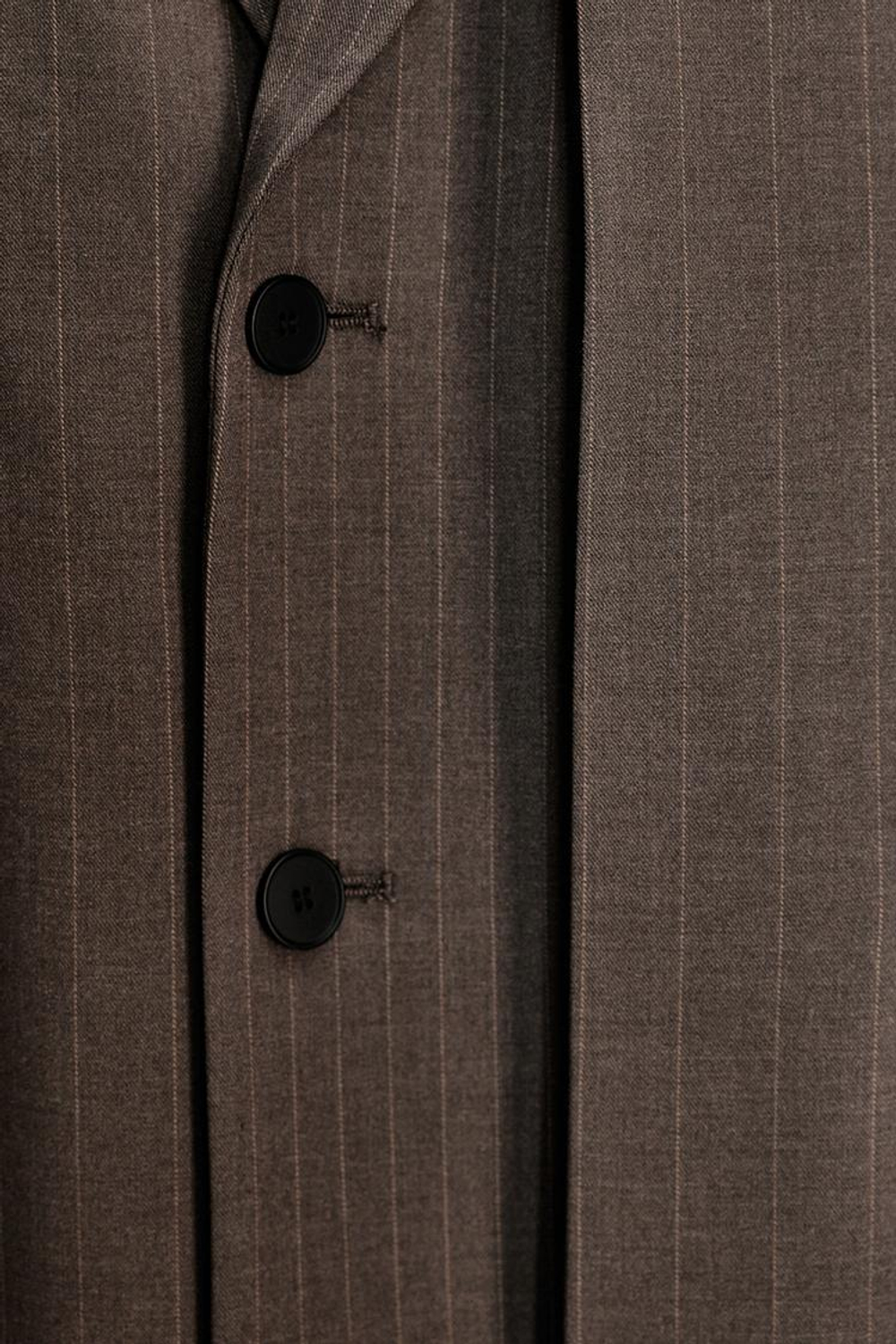 ZARA БЛЕЙЗЕР OVERSIZE В ПОЛОСКУ ИЗ ДВОЙНОЙ ТКАНИ, КОРИЧНЕВЫЙ/ЭКРЮ