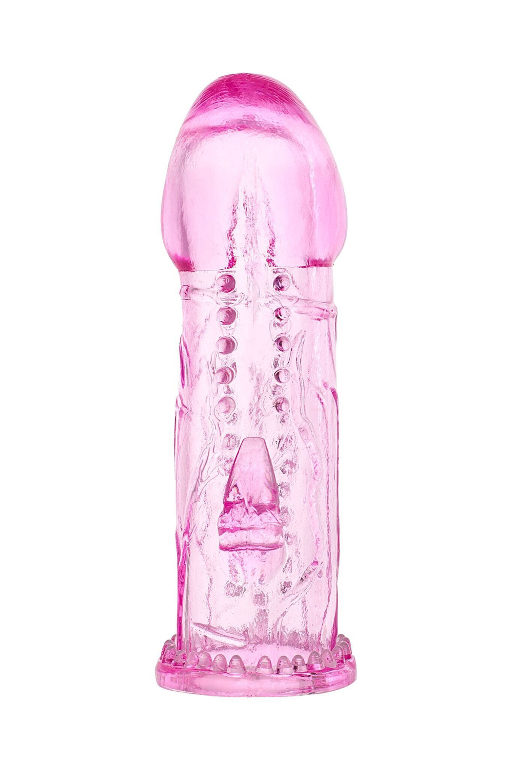 Розовая насадка на пенис с шипиками и коготком - 13,5 см. (Цвет: розовый)