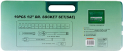 S05H4219S Набор головок торцевых дюймовых 1/2"DR, SAE 3/8"--1-1/4", 19 предметов