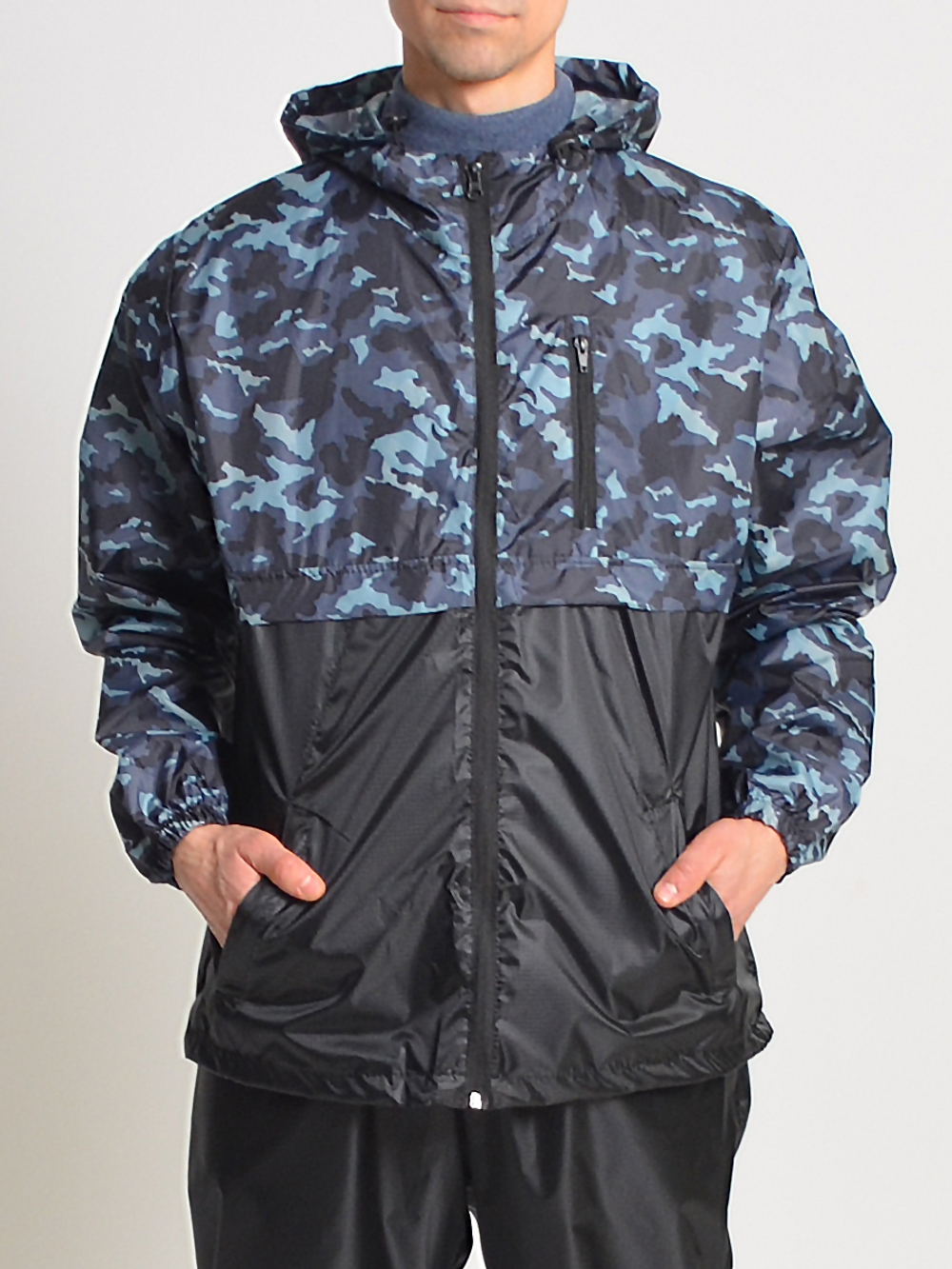 Спортивный костюм Prival Ветровлагозащитный, мужской, чёрный+кмф Город