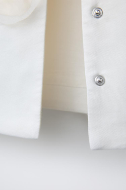 ZARA ЖАКЕТ КОНТРАСТНЫМ ЦВЕТКОМ, ЖЕЛТОВАТО-БЕЛЫЙ