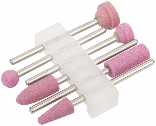 36924 Шарошки для шлиф.изд из стали и цвет. металл, алюм-оксид, мини, набор 6 шт FIT