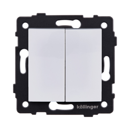 Выключатель кнопочный 2-клавишный 10А/250В, изогнутый, белый Kollinger REA-R-011WH для Aspekt, Eleganz, Reflex