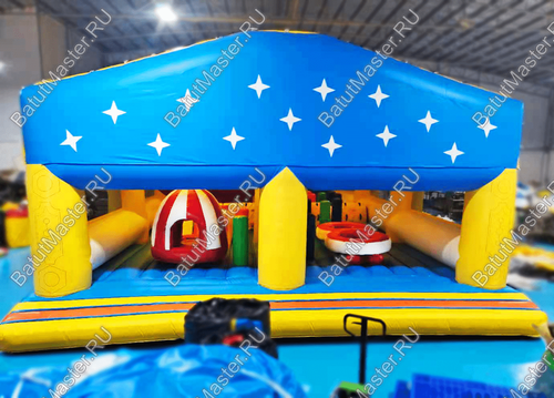 Коммерческий надувной батут "Сказочный комплекс" с крышей