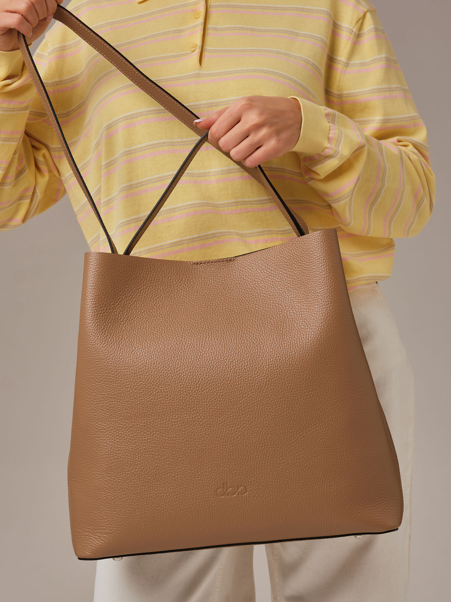 Кожаная сумка шоппер Olga DBR 30948 коричневый капучино