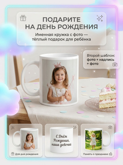 Кружка с фотографией, своим принтом и надписью на заказ