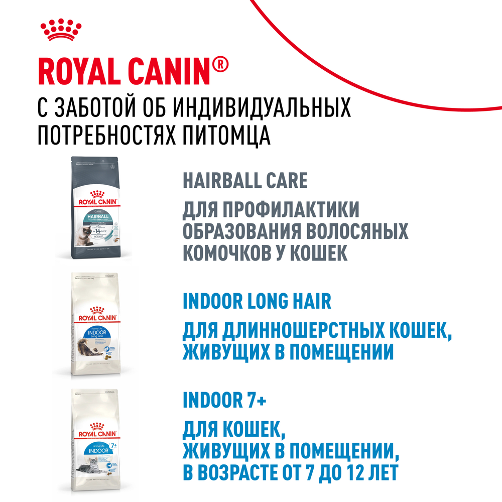 Royal Canin Indoor Индор Корм сухой сбалансированный для взрослых кошек в возрасте от 1 года до 7 лет живущих в помещении 400г