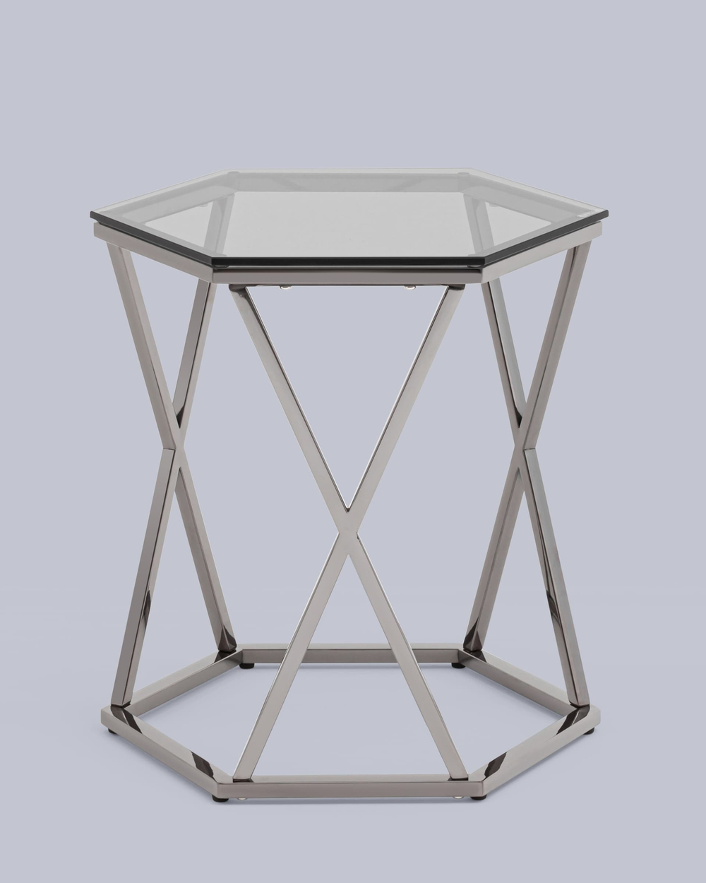 Журнальный столик Круз 48*42 стекло smoke сталь темный хром