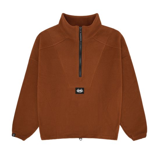 Свитшот HOOK зип Лого флис коричневый