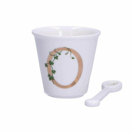 La Porcellana Bianca - Набор Unico, чашка и ложка для эспрессо, 75 мл, буква О / артикул   P00450015O  / GTIN 8027549109973