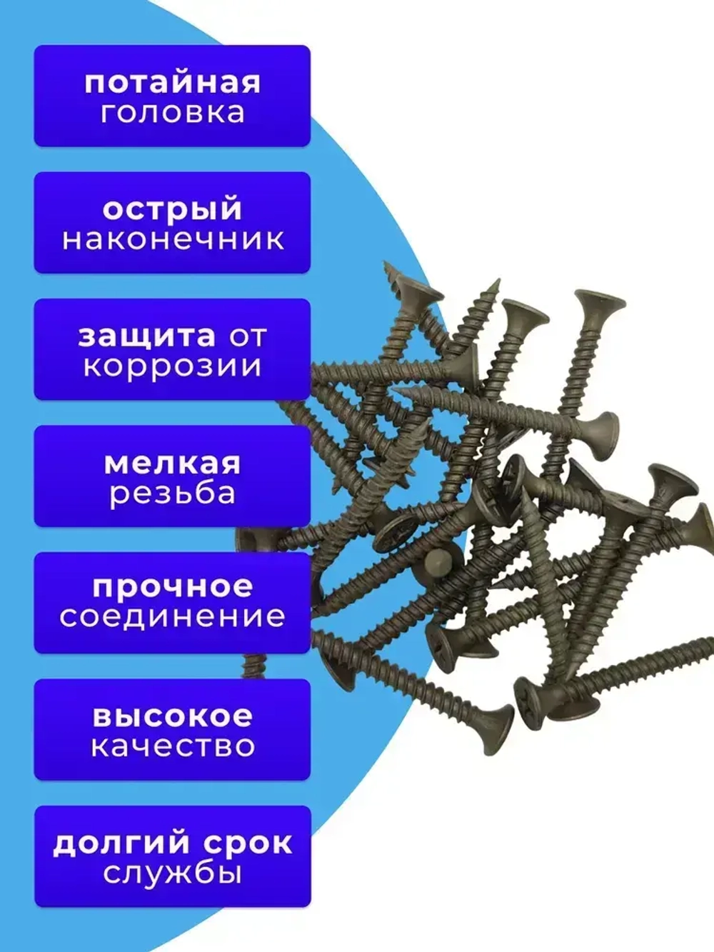 Саморезы по металлу 3,5x35 для крепления ГКЛ черный 1кг