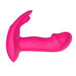Розовый вагинально-клиторальный вибратор c функцией фингеринга (Цвет: розовый)
