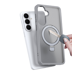 Матовый серый чехол с MagSafe для Samsung Galaxy S26+ Плюс, серия Yind Series Case от Dux Ducis (версия с магнитной откидной подставкой)