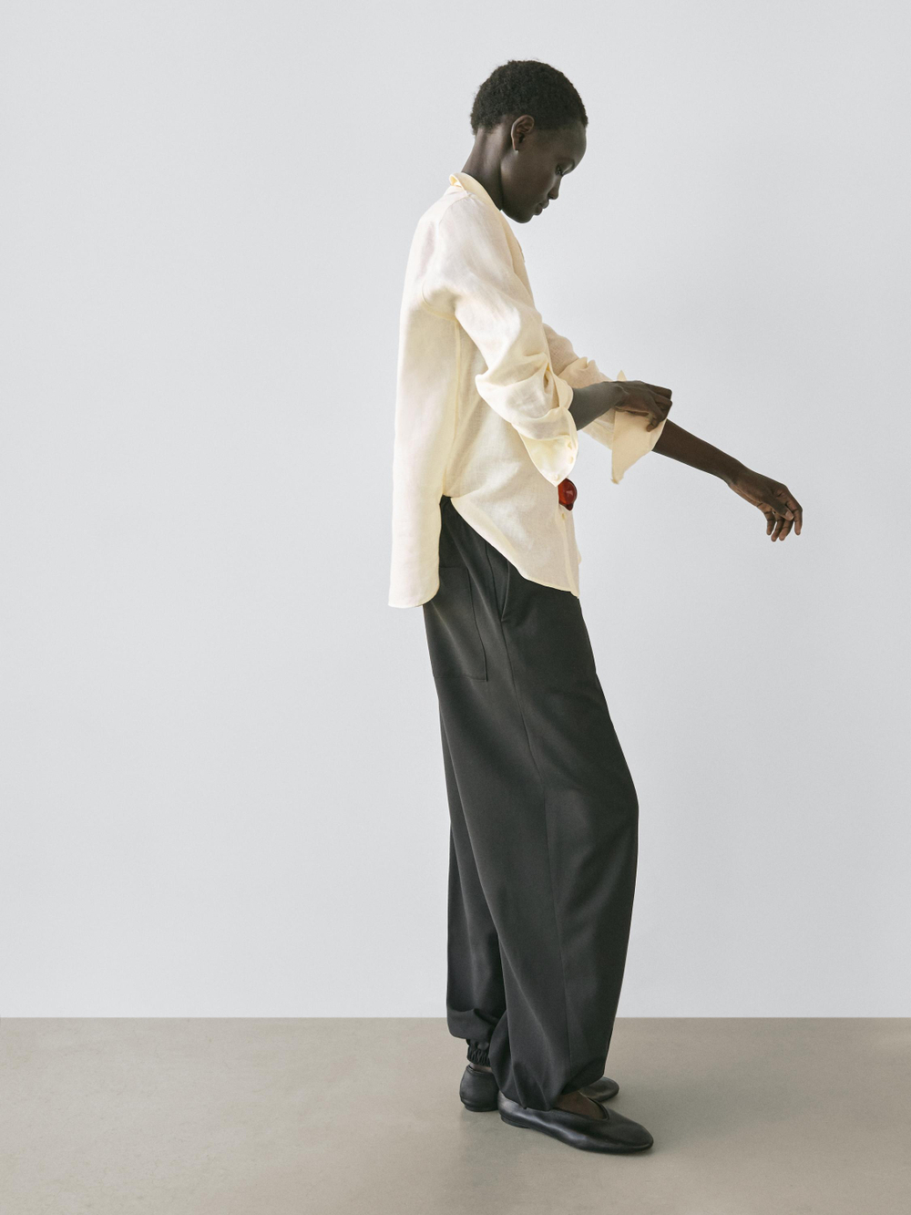 Massimo Dutti Свободная рубашка из 100% льна, желтый