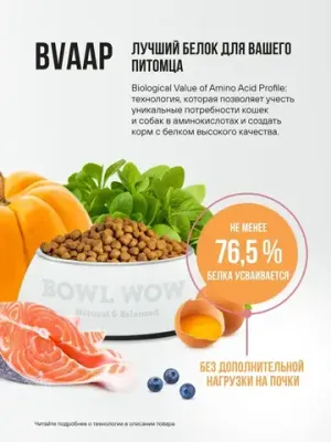 Корм сухой BOWL WOW с индейкой, курицей, рисом и тыквой для собак крупных пород