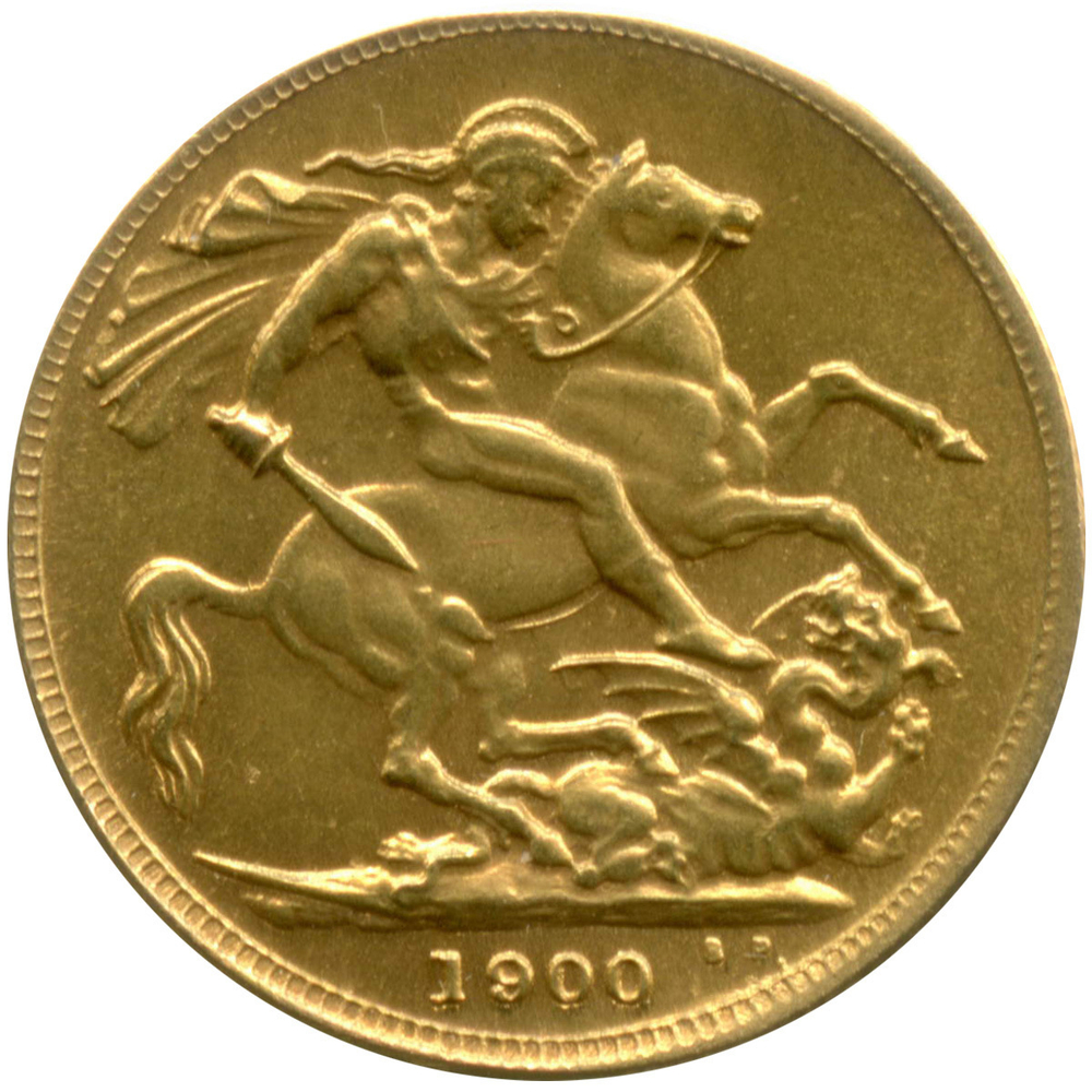 1/2 соверена. Великобритания (Виктория). 1900 г. Золото. XF+