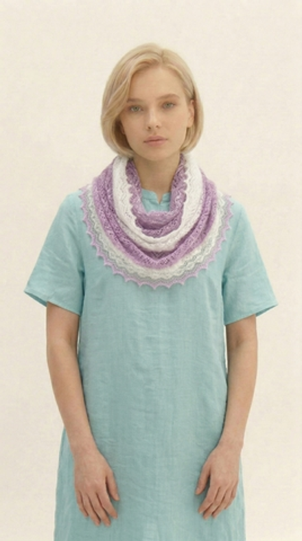 Ажурный летний палантин МА12040-09/02 фиалка/экрю