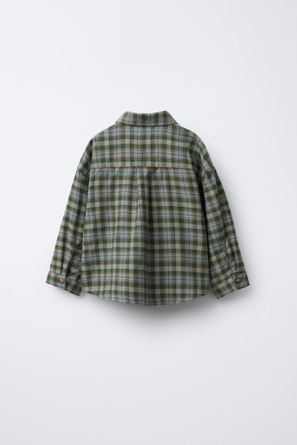 ZARA РУБАШКА В КЛЕТКУ С КАРМАНОМ, ЗЕЛЕНЫЙ