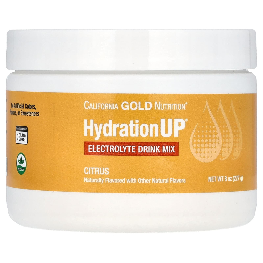 California Gold Nutrition, HydrationUP®, смесь для приготовления напитка с электролитами, с витамином D, кальцием, железом и калием, с цитрусовым вкусом, 227 г (8 унций)