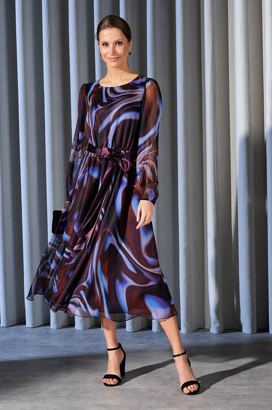 51504 Платье женское (коричнево-сиреневый принт)