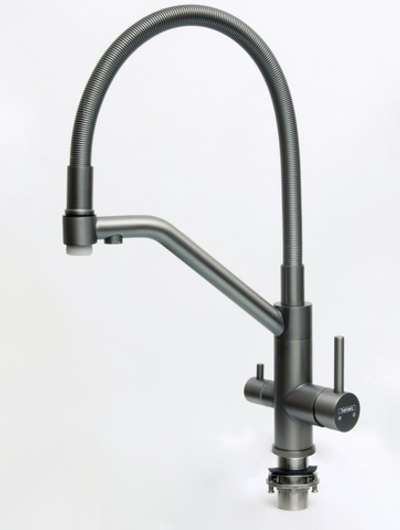 15056-P Смес. для кухни с гиб шланг и под фильт (ГРАФИТ) HANSEN (8/1шт)