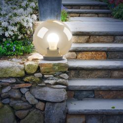 Садово-парковый светильник ЭРА НТУ 01-100-303 шар золотистый на опору / кронштейн IP44 Е27 max100Вт d300mm