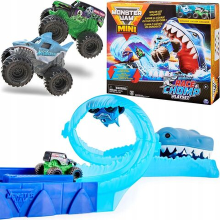 Игрушечный трек Spin Master Monster Jam - Игрушечная трасса Mini Race Chomp + 2 машины - Набор для гонок с акулами 6060718