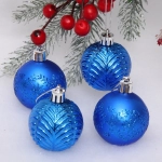 Новогодние шары 5 см (набор 4 шт) «Лесная тайна», синий