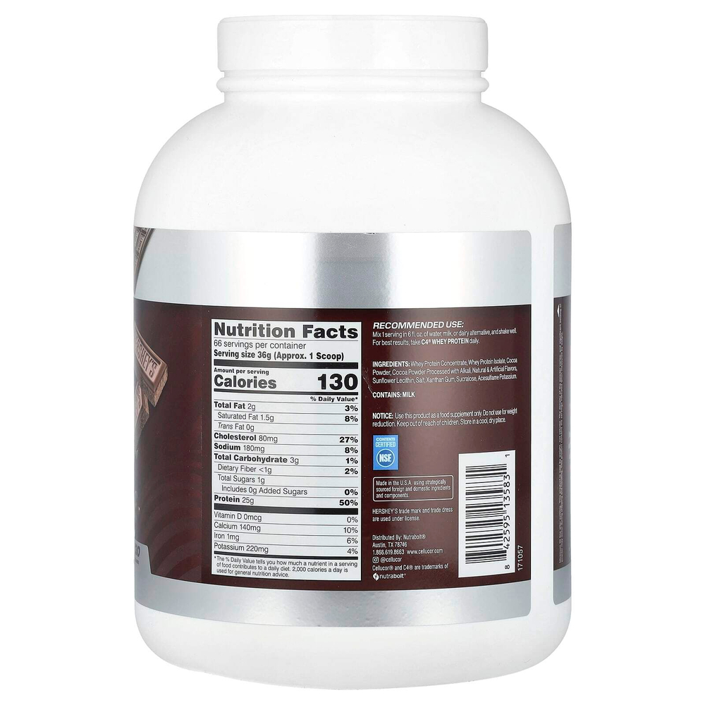 C4 / Cellucor, C4® Whey Protein, молочный шоколад Hershey, 2,38 кг (5,24 фунта)