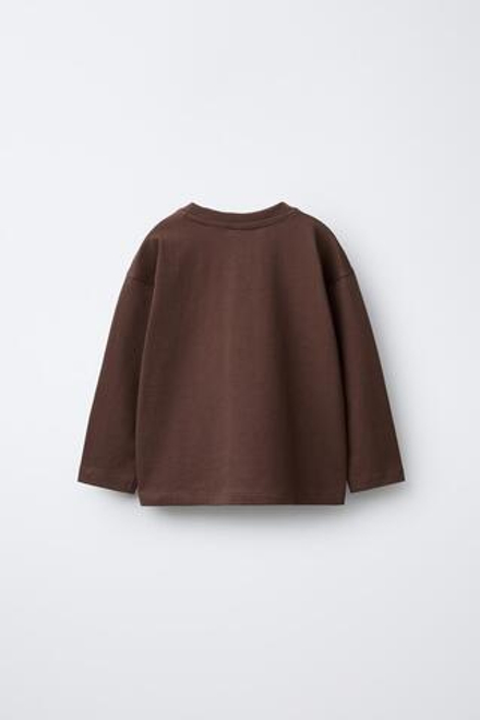 ZARA ОДНОТОННАЯ ФУТБОЛКА MEDIUM WEIGHT, СВЕТЛО-КОРИЧНЕВЫЙ