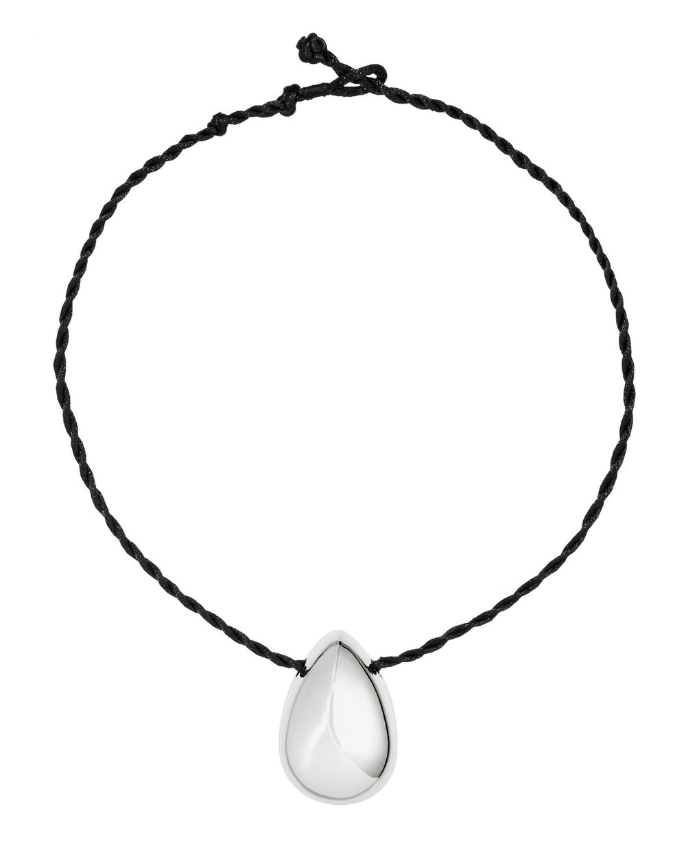 Подвеска крупный гладкий металл серебро, веревка