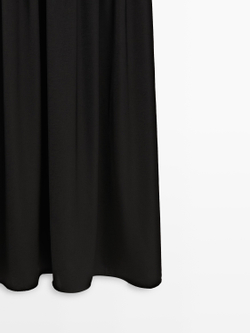 Massimo Dutti Трикотажное платье миди с контрастной деталью, черный