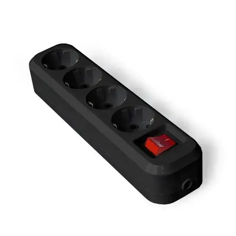 Колодка "UNIVersal" 4 гн. с/з с выкл. AБС-пластик (еврослот) черный