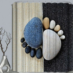 Штора для ванной комнаты Фотопринт 180*200 "СЛЕДЫ из КАМНЕЙ" с кольцами Z-001/1