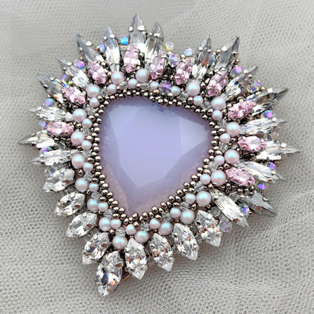 Набор для создания броши Хрустальное Сердце - Rose Opal