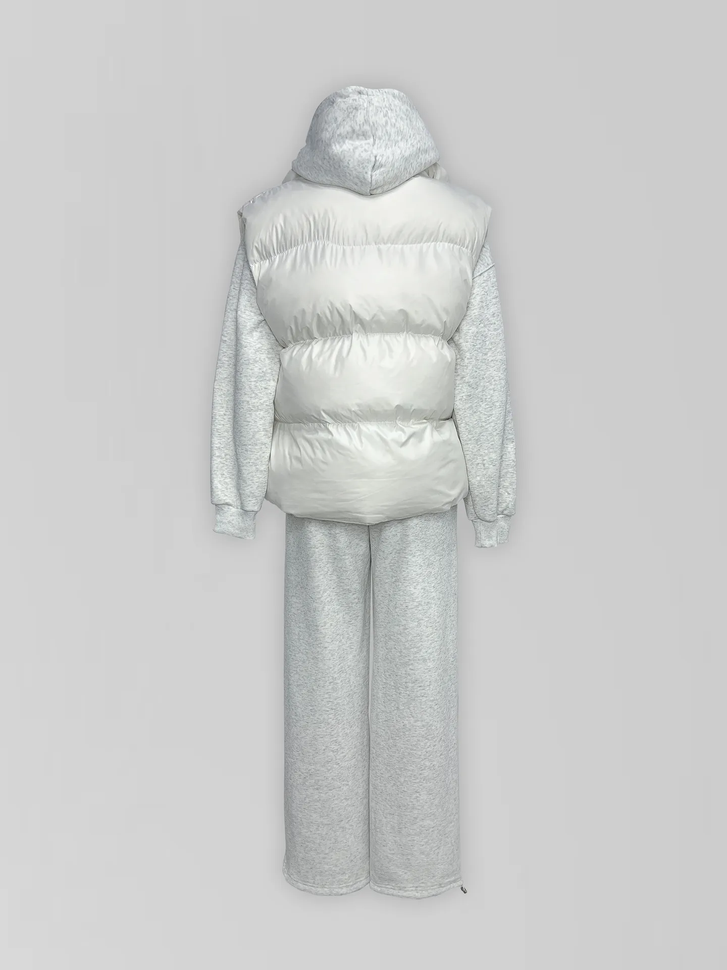 Спортивный костюм-тройка 23367 из зип-кофты, прямых штанов на кулиске и жилета