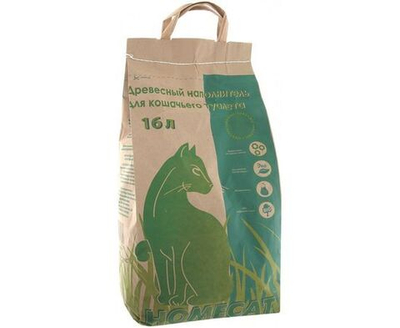 Наполнитель для кошачьего туалета древесный HOMECAT 16л, 5,2кг