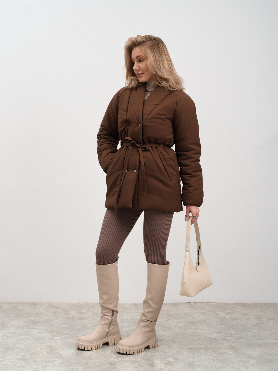 Куртка женская демисезонная " Кимоно Офис" коричневый