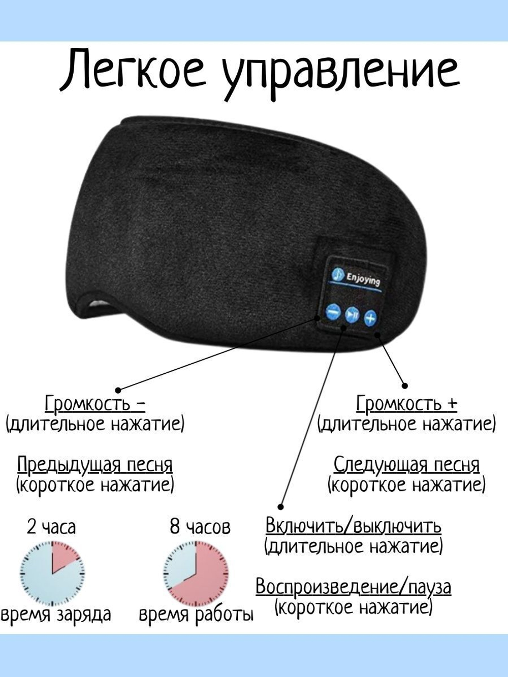 Маска для сна с наушниками Bluetooth