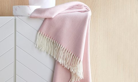 Плед 130x170 Blanc des Vosges Plume Rose