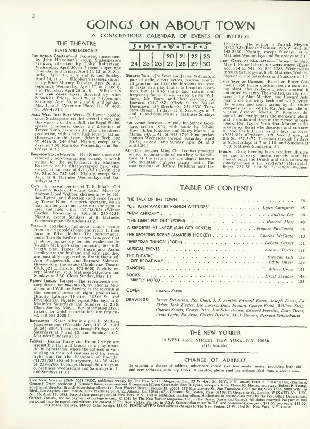 Журнал The New Yorker 25-04-1983