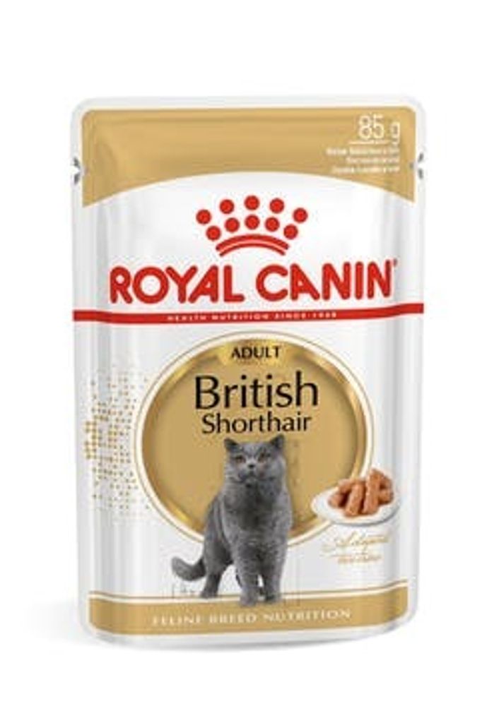 Влажный корм Royal Canin British Shorthair для взрослых кошек породы Британская короткошерстная, в соусе, 85 г